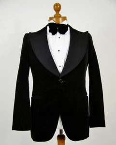 Men Black Smoking Jacket Blazers Big Lapel Elegant Luxury Designer Party Wear - Picture 1 of 2
