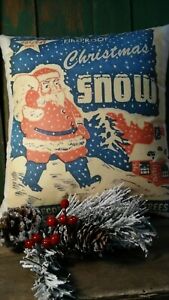 VINTAGE CHRISTMAS SANTA ADVERTISING SNOW 1950'S ERA STYLE WINTER HOLIDAY PILLOW