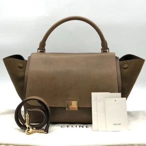 Bolso de Hombro CELINE Trapecio Phoebe Philo Era Cuero 2 Vías Beige Usado Italia - Imagen 1 de 15