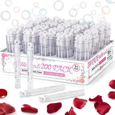 200 Pack Mini Bubble Wands, White Bubble Stick Toy Bulk for Wedding Supplies,... - Image 1 of 4