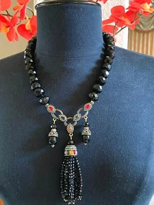 Heidi Daus NEW Imperial Intrigue Black Tassel Necklace BEAUTIFUL ELEGANCE! - Picture 1 of 7