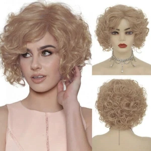 Amnenl Short Curly Blonde Wig woman female soft natural synthetic celebrity - Picture 1 of 9