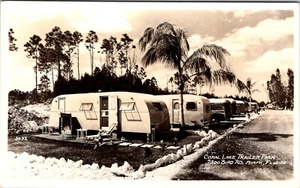 MIAMI, FLORIDA - CORAL LAKE TRAILER PARK - POSTAL ANTIGUA CON FOTO REAL - Imagen 1 de 2