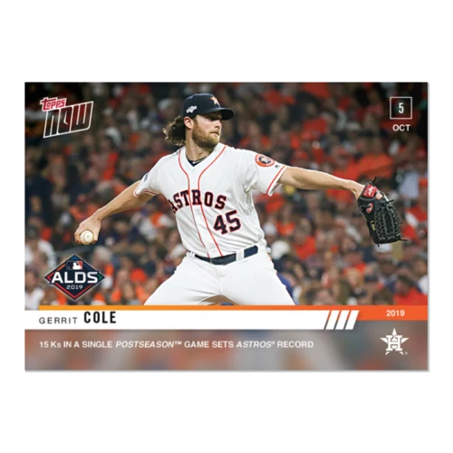 2019 TOPPS NOW # 966 GERRIT COLE ALDS 15 K's Houston Astros Postseason Record  - Image 1 of 2