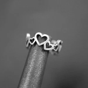Herzring Silber, Ring Unendlich, Sterling Silber beschichtet Silber Ring R369 - Picture 1 of 11