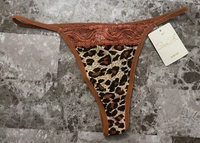 全新带标签 RENE ROFE 小号 5 LEOPARD CHEETAH MESH 蕾丝复古罕见内裤 — 第 1/4 张图片