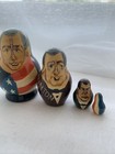 Vintage Hand Painted USA President George Bush Reagan Clinton Flag Russian Dolls