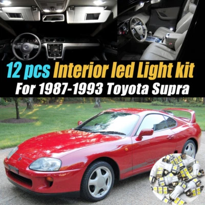 Kit de bombillas LED interiores de auto súper blancas de 12 piezas para Toyota Supra 1987-1993 Foto 1 de 4