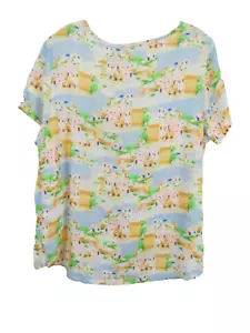 NWT CYNTHIA ROWLEY Pullover Blouse Women Multicolor 100% Linen Greece Travel - Picture 1 of 11