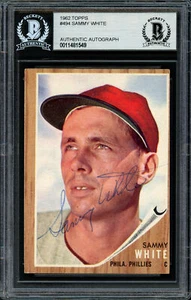 Sammy White Autographed Signed 1962 Topps Card #494 Phillies Beckett 11481549 - Picture 1 of 2