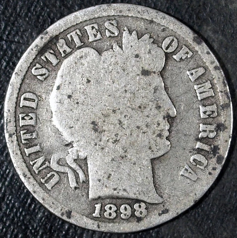 1898 P Barber Silver Dime ☆☆ Circulated ☆☆ Great Set Filler 322 Cover
