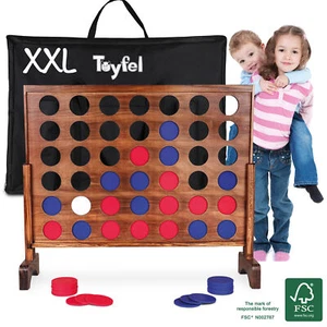 XXL Gesellschaftsspiel Viergewinnt Groß Strategiespiel Holz Spiel Denkspiel - Bild 1 von 10