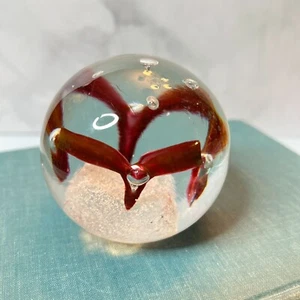 Adam Jablonski Signed Poland Vintage Paperweight Art Glass Lead Crystal Red Cont - Picture 1 of 8