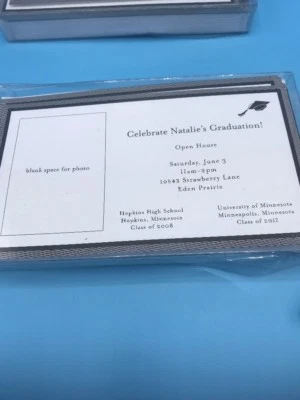 20- Print at Home Personalized Graduation Invitations -  NEW w/Envelopes TWENTY - Image 1 of 2