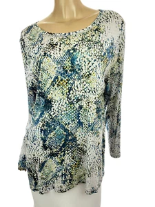 Relativity Pullover Top Long Sleeve Size 2X Cotton Gray w Shades of Blue - Picture 1 of 5