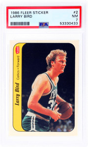 1986 Fleer Stickers #2 Larry Bird PSA 7