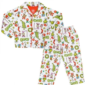 The Grinch Christmas Decorations 2-Piece Youth Pajama Set White - Picture 1 of 15