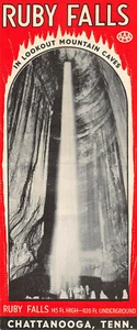 Folleto de colección Ruby Falls Lookout Mountain Caves Chattanooga TN - años 40 - Imagen 1 de 2