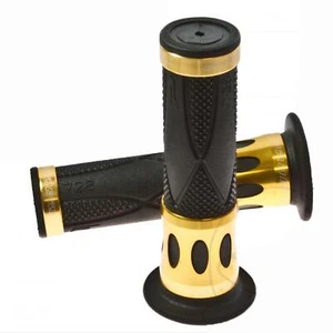 Progrip 728 Manopole Moto Grip Gommose Manubrio Oro-Nero Chiuso - Foto 1 di 3