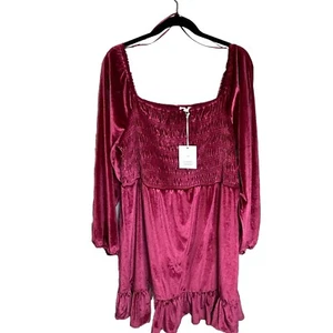 Vestido Babydoll LC Lauren Conrad Rosa Frambuesa Terciopelo Calado Volantes XXL NUEVO CON ETIQUETAS - Imagen 1 de 6