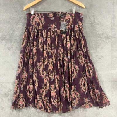 Falda De Colección Inc International Concepts Whimsygoth 100% Seda Púrpura Con Cuentas Fluida 12 Foto 1 de 4