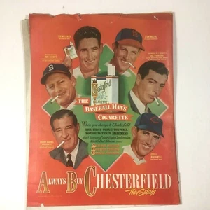 Chesterfield Ad Joe Dimaggio 1948 De Colección Cigarrillo S Musial Ted Williams Colliers - Imagen 1 de 12