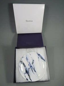 Very Fine Prouna Marbled 24K gold accent canape plate set of 4 Azure Blue - Picture 1 of 6