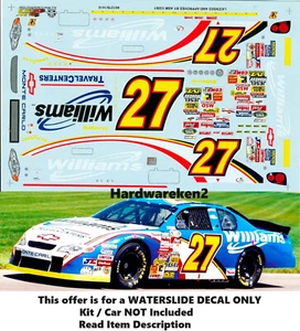 NASCAR DECAL #27 WILLIAMS 2001 BGN MONTE CARLO JAMIE McMURAY SLIXX 1/24 - Picture 1 of 6