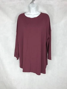 NWT OSKA Womens Size 3 Burgandy Lagenlook Viscose Long Sleeve Shirt Blouse - Picture 1 of 11