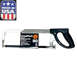 125 GreatNeck 12 In Solid Steel Adjustable Frame Hacksaw, 10 In Saw Blade, Porta - Picture 1 of 9