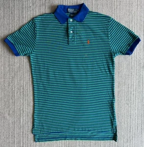 NWT Polo Ralph Lauren Classic Mens SM Blue Green Striped Polo Shirt Short Sleeve - Picture 1 of 16
