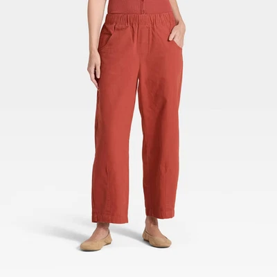 Women's Mid-Rise Barrel Leg Pull-On Pants - Universal Thread - Image 1 of 3