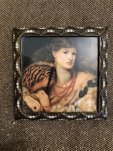 Schöne Frau ��gerahmter Strass braun orange   - Bild 1 von 3