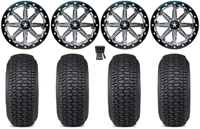 MSA Lok 14" Wheels Gunmetal 30" Regulator 2 Tires Polaris Sportsman / RZR / - Image 1 of 4