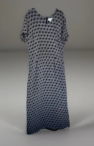 Liz Claiborne LizSport Short Sleeve Maxi Dress Black & White Check Lined Size 12 - Picture 1 of 16