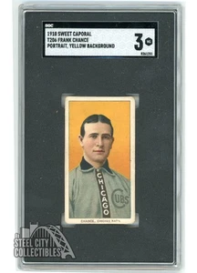 Frank Chance 1910 Sweet Caporal T206 Baseball Portrait Yellow SGC 3 Very Good - Picture 1 of 2