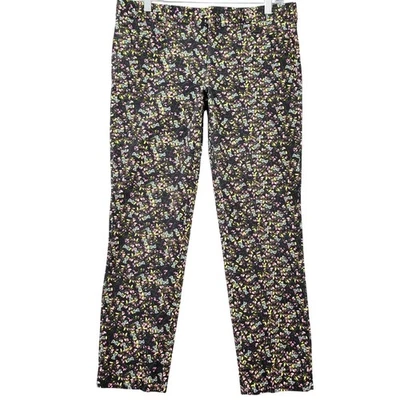 Banana Republic Sloan Black Pants Stretch Preppy Floral Skinny Y2k Womens Size 8 - Image 1 of 4
