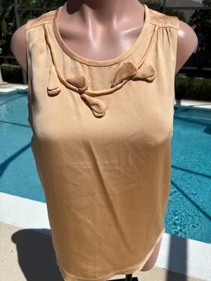 J. Crew Silk sleeveless Womens Shirt top Orange Sleeveless size 4 NEW - Image 1 of 4