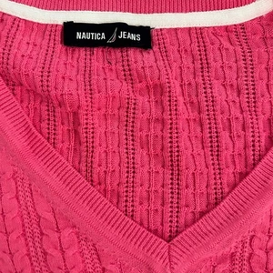 Nautica Pullover mit V-Ausschnitt leuchtend rosa - Bild 1 von 2