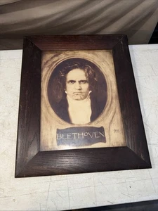 1920s Print BEETHOVEN BY Franz von Stuck Framed W/ Solid Oak Wood 21 X 17” - Picture 1 of 15