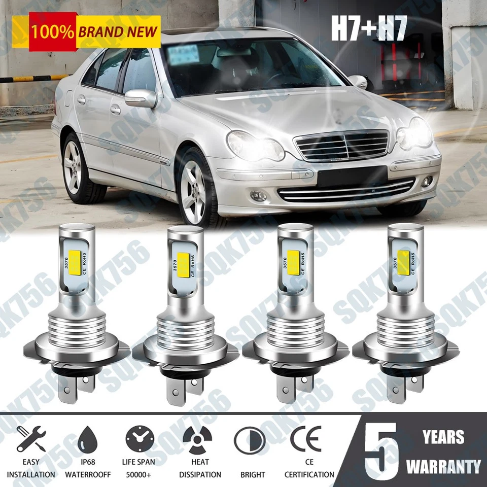 Для 2000-2009 Mercedes-Benz E320 - передняя светодиодная фара 4 лампы дальнего и ближнего света - Изображение 1 из 4