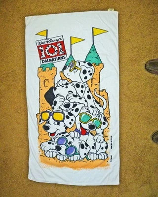 1996 Disney’s Movie “101 Dalmatians” Beach Towel ~ Pups w/ Sun Glasses ~ 54x29 - Image 1 of 3