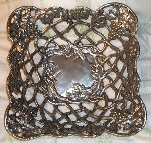 Arthur Court Large Aluminum Grapevine Grapes Woven Basket Bowl 1996 - Picture 1 of 3