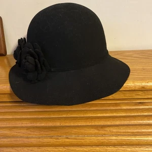 Vintage Old Country Road 100% Wolle Cloche schwarz Mütze - Bild 1 von 5