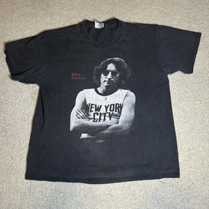 Vintage 90s Hanes Stedman John Lennon Live As One Double Sided Faded Band Tee L - Picture 1 of 7
