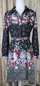 Anthropologie Julia Jordan Multicolored Floral Layered Shirt Dress Size 4 - Picture 1 of 24
