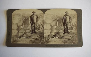 Stereoview Photograph PRESIDENT ROOSEVELT AT GLACIER POINT YOSEMITE USA 1903 3D - Imagen 1 de 4
