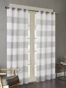 Juego de 2 paneles de ventana transparentes pesados tejidos Urban Habitat gris blanco 50 x 84 pulgadas - Imagen 1 de 4