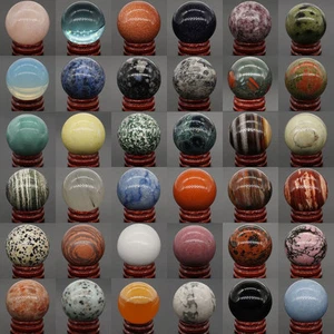 Lotes al por mayor de 40 mm mezcla globo de cristal esfera de curación de piedras preciosas naturales bola de cristal - Imagen 1 de 42