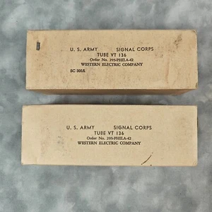 Set of 2 Tested Vintage Western Electric VT-136 RCA Signal Corps Vacuum Tubes - Picture 1 of 6